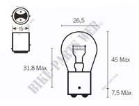 Feux, ampoule 12 volts 21/5W culot S25/BAY15D